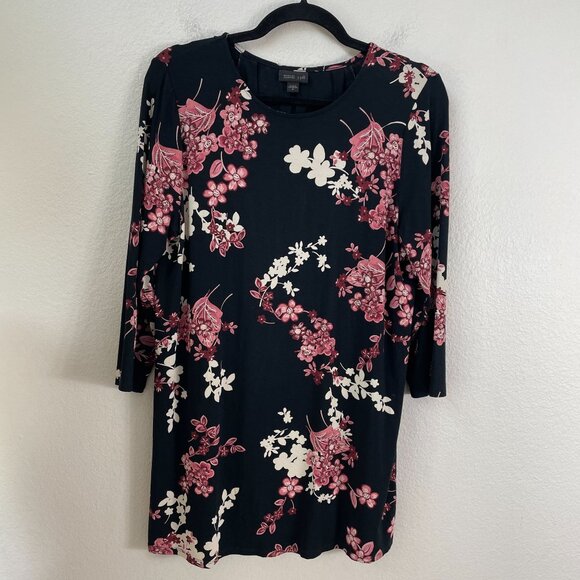 J Jill Wearever Womens Medium Floral Tunic Top Pleated Back 3/4 Sleeve Shirt - Picture 7 of 8